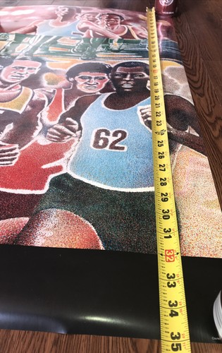 Vtg 24x35 1984 LA Olympics Santa Monica Men’s Marathon- GTE Ad Poster - Picture 4 of 12