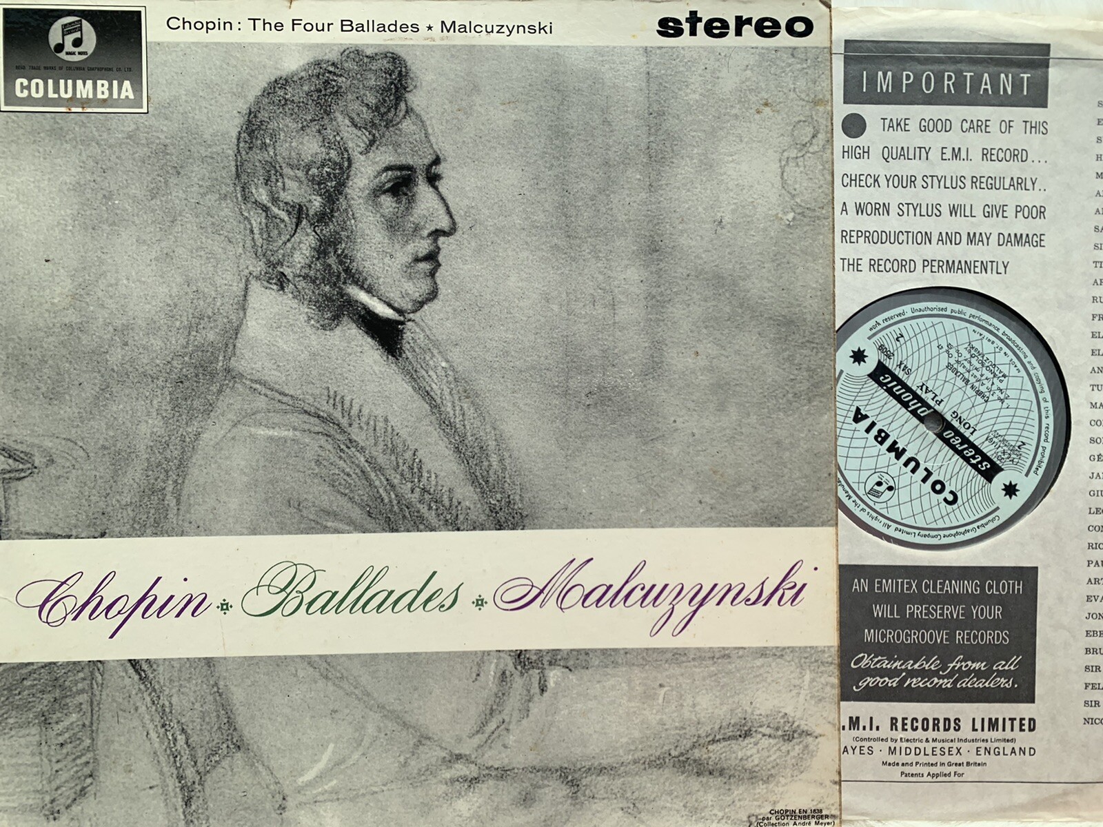 SAX 2509 Chopin four Ballads Malcuzynski Blue Siver Stereo Ultra Rare NM