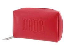 Christian Dior Logos Used Pouch Red 100% Polyurethane Novelty