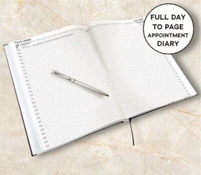 2026 Desk Diary Agenda Planner | Black Traditional Leather - View #3