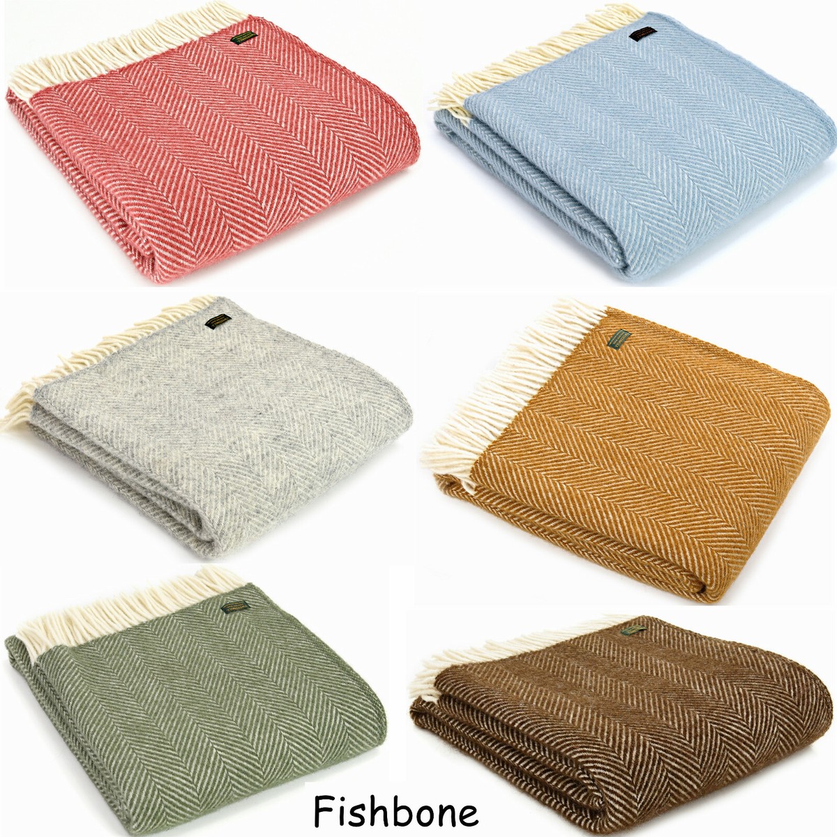 TWEEDMILL TEXTILES KNEE RUG 100% Wool Sofa Blanket FISHBONE DUCK