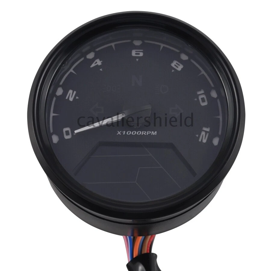 Black Universal LCD Digital Motorcycle Speedometer Tachometer Odometer Gauge - Image 4 of 4
