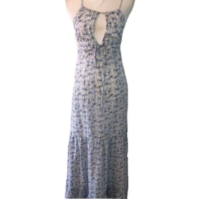 Daughters Of The Revolution Dress Womens Maxi Blue White Floral Cotton Lined