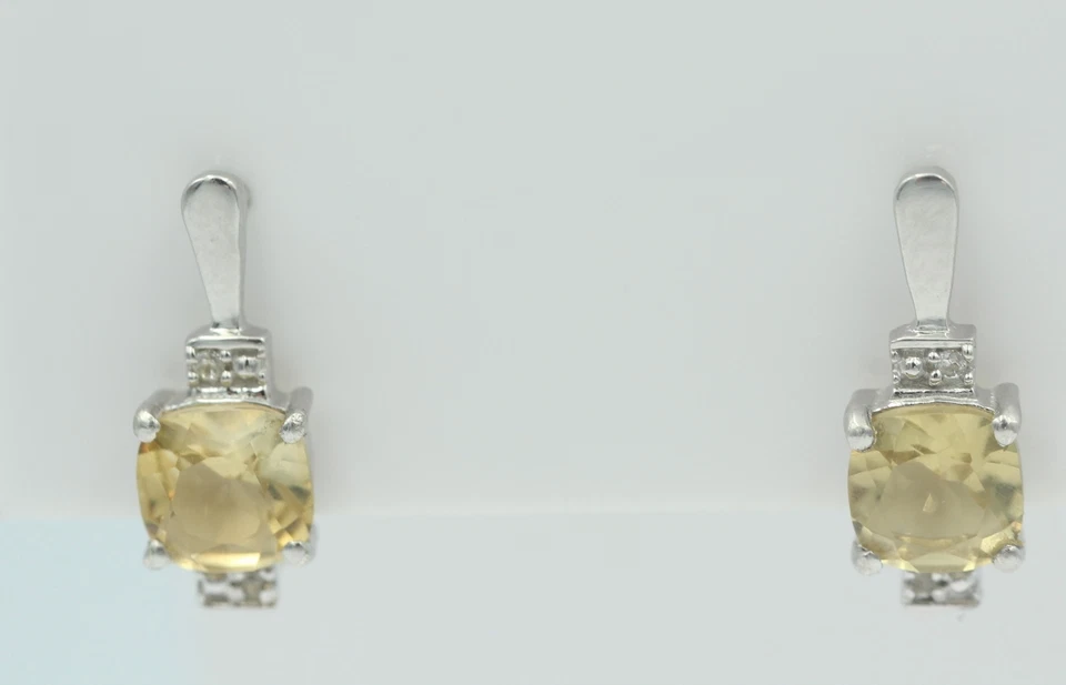 2,94 Carati Whisky Quarzo Orecchini 925 Argento Sterling Con Cubic Zirconi Alto - Immagine 2 di 4