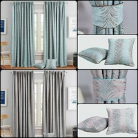 Pair of Heavy Jacquard Fully Lined Curtain Pencil Pleat Ready Made Free Tieback*