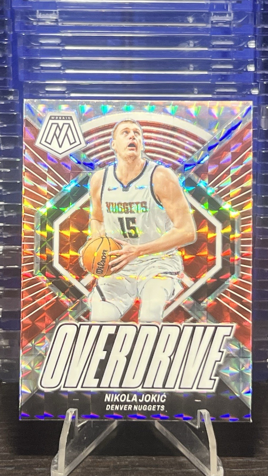 2023-24 Nikola Jokic Panini Mosaic Overdrive Silver Prizm #12 Denver Nuggets