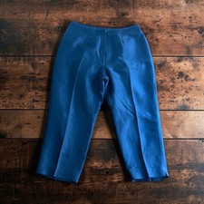 Lauren Ralph Lauren Blue 100 Silk Trousers Straight Leg Pants Size 10 PETITE