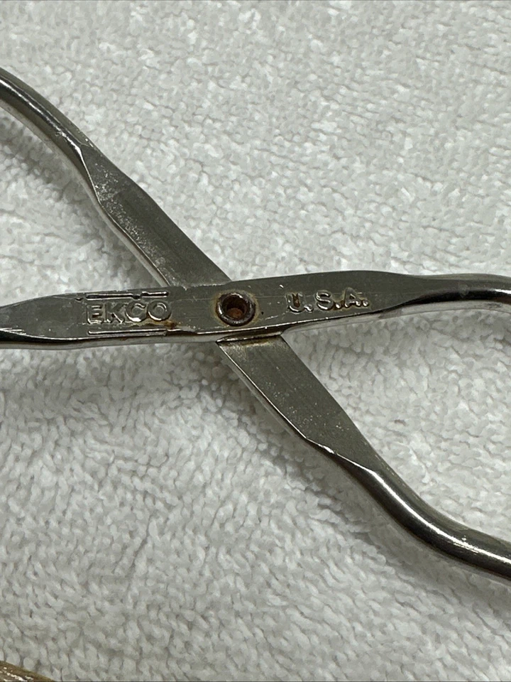 Pinzas de acero inoxidable vintage ECKO EE. UU. 8" de largo utensilio de cocina retro camping Foto 4 de 4