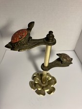 Vintage Allied Brass Two Turtles Clip Note Letter Holder