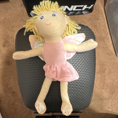 Goffa Int'l Corp. Fairy Rag Doll Pink Dress Blue Eyes Yellow Yarn Hair PA-5022