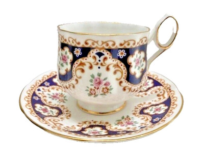 Queens Fine Bone China Rosina China Co Mother Cup & Saucer Mfg England Vtg USA