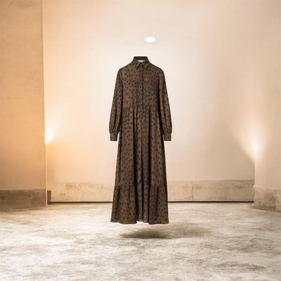 Akris punto lightweight georgette with a bold leopard print shirtdress