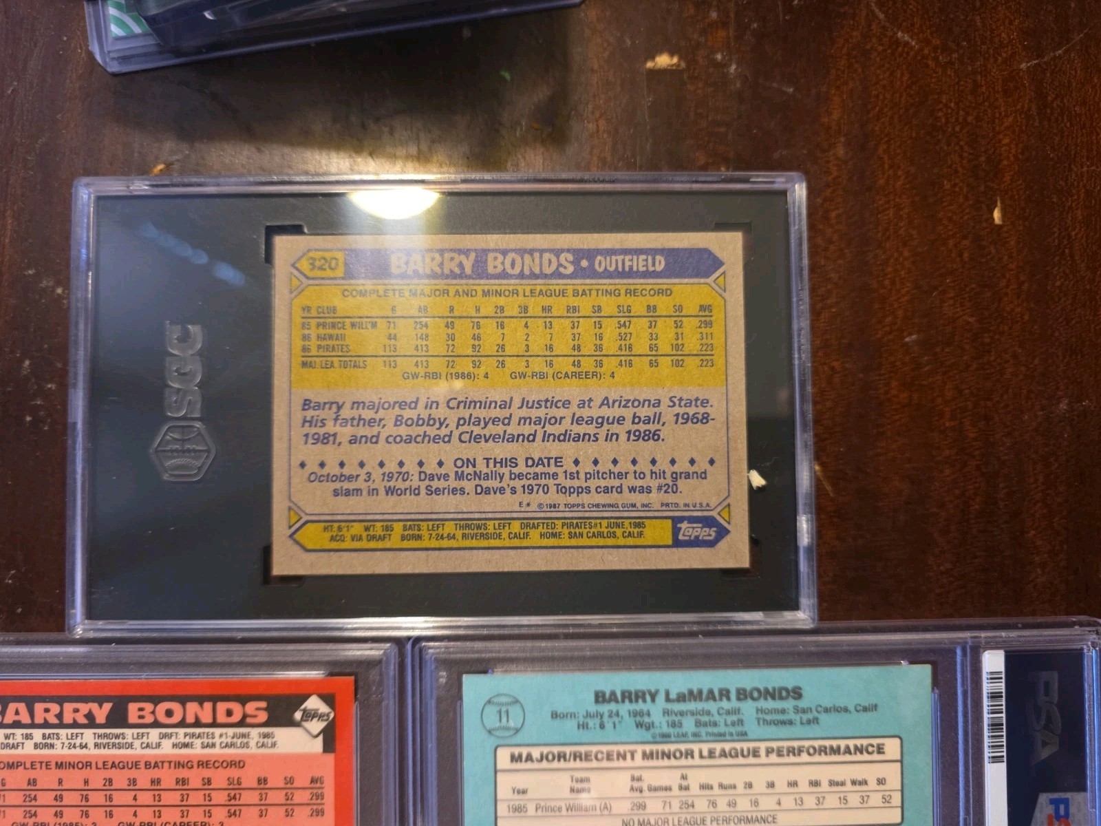 Barry Bonds (RC) PSA 8 Trio 1986 Donruss The Rookies , Topps Traded , 87 Topps view 10