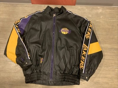 Rare Vintage LOS ANGELES LAKERS Leather Jacket NBA PRO PLAYER Size XL Excellent+