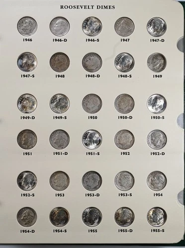1946-2020 Roosevelt Dimes Circ/BU/Proof in 2 Albums Lot of 234 10c