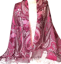 Pashmina NEW Pink Paisley Floral Print large long scarf wrap