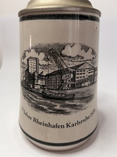 Bierkrug 75 Jahre Rheinhafen Karlsruhe aus dem Jahr 1976