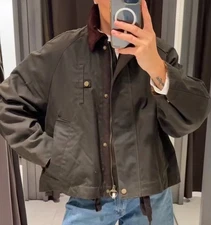 ZARA : Contrast Collar Waxed Jacket : 4369/249 : S | UK Buyers_Get For Christmas