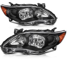 Headlamp Assy For Toyota Corolla 11-13 Black Housing Amber Reflector Clear Lens