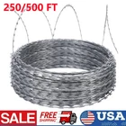 250/500 FT Razor Barbed Wire Galvanized Steel Wire for Garden Fence Protection