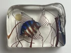 Vintage Handmade Murano Art Glass Fish in Aquarium Block Paperweight 4x5.5”