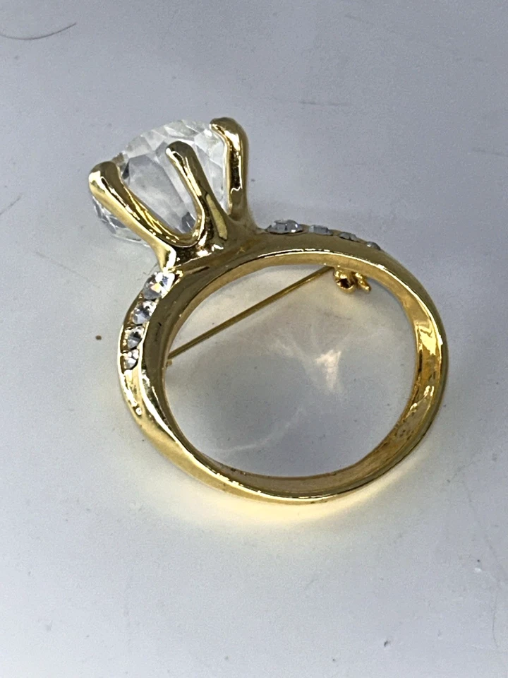 New Years Giant Golden Faux Diamond "Will You Marry Me" Wedding Ring Pin 4X3" - Image 4 of 4