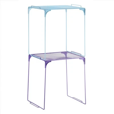 2 Pièces Support d'étagère pour casier, métal empilable, bleu clair/violet - Photo 1/4