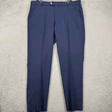 Peter Millar Pants Golf Chino Men 38X34 Blue Flat Front Performance Stretch Flex