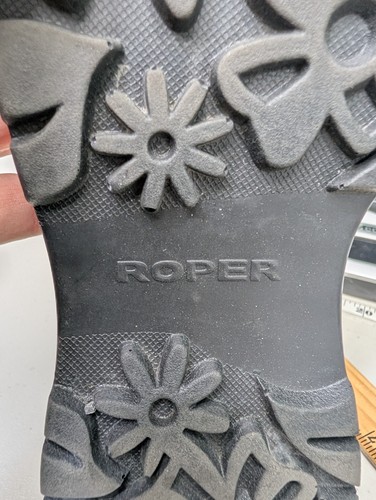 Roper Chunky Western Sandals Women 9 Black Rhinestone Buckle Strap Slip On - Picture 8 of 11