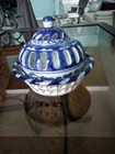Silvestri Potpourri Incense Porcelain Burner 3 pc candle holder blue white China — photo 2