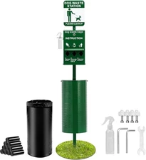 VEVOR Dog Waste Station with Hand Wash Bottle, 1 Count (Pack of 1), Green 