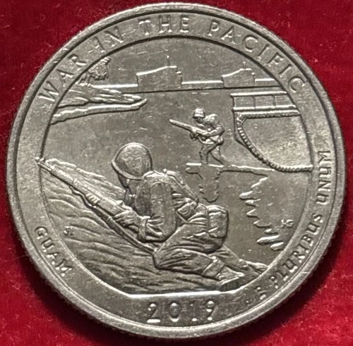 2019 W West Point Quarter War In The Pacific, Guam About Uncirculated Coin.