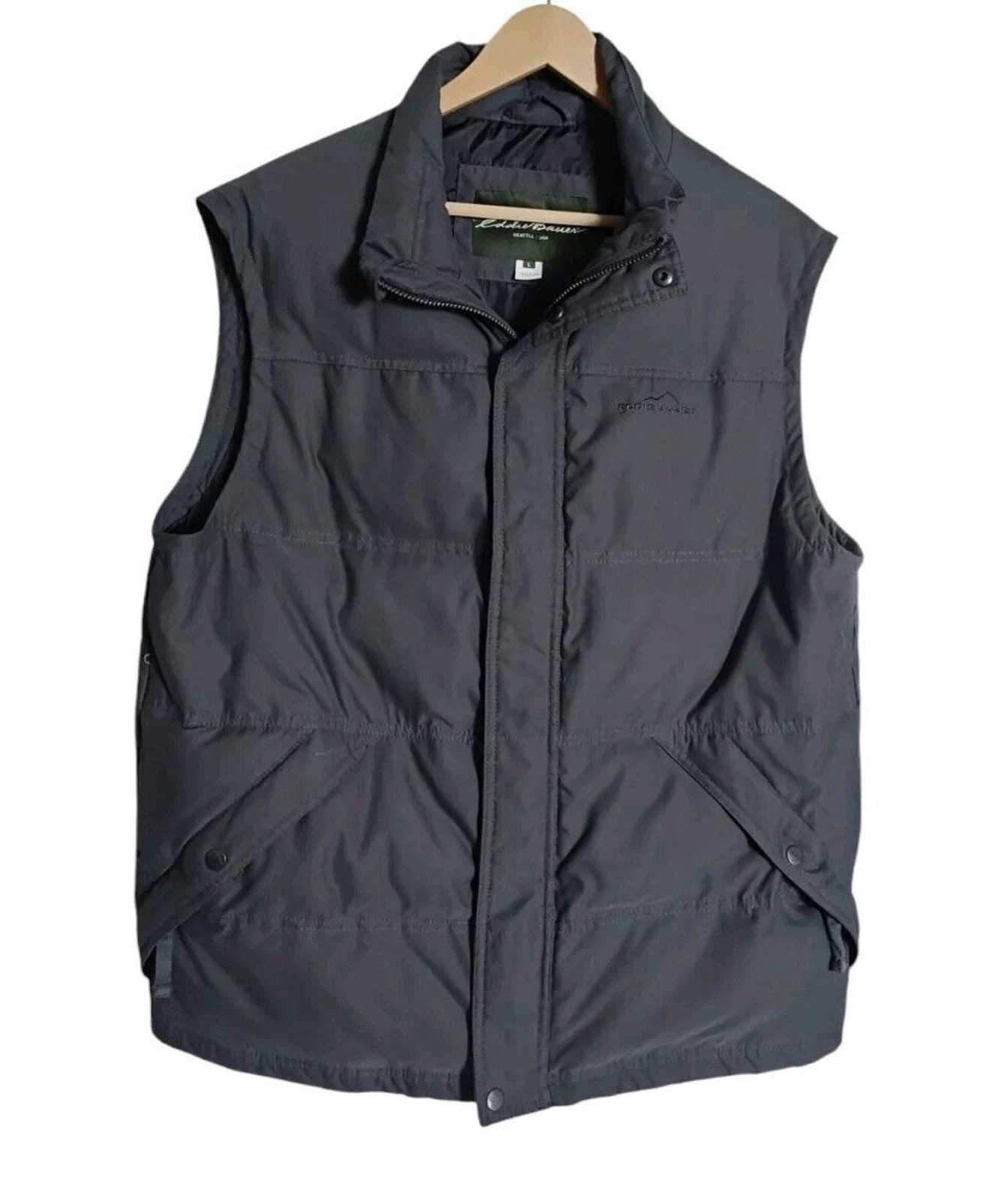 eddie bauer premium goose down vest Eb 650 Fill Power Gray Size Large Outdoors