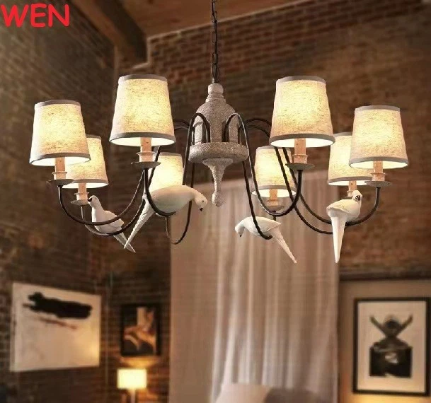 Creative rural Nordic bird chandelier living room hotel retro lighting fixtures - Image 3 of 4