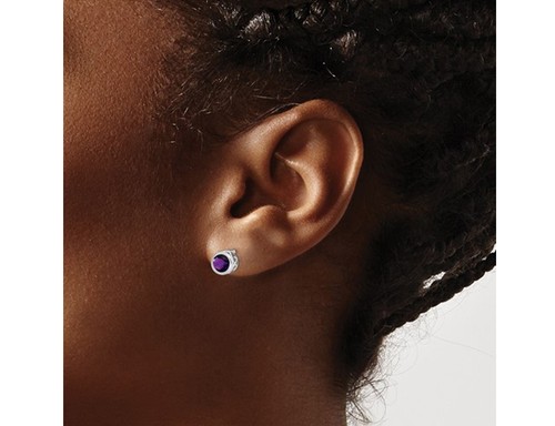 Sterling Silver Amethyst Solitaire Earrings 2/5 Carat (ctw) - Picture 3 of 5