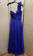 Jovani Vintage Royal Blue Purple Floral One Shoulder Gown Dress Size 4