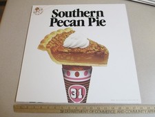 Baskin Robbins ice cream 1985 SOUTHERN pecan pie slice cone flavor of month sign