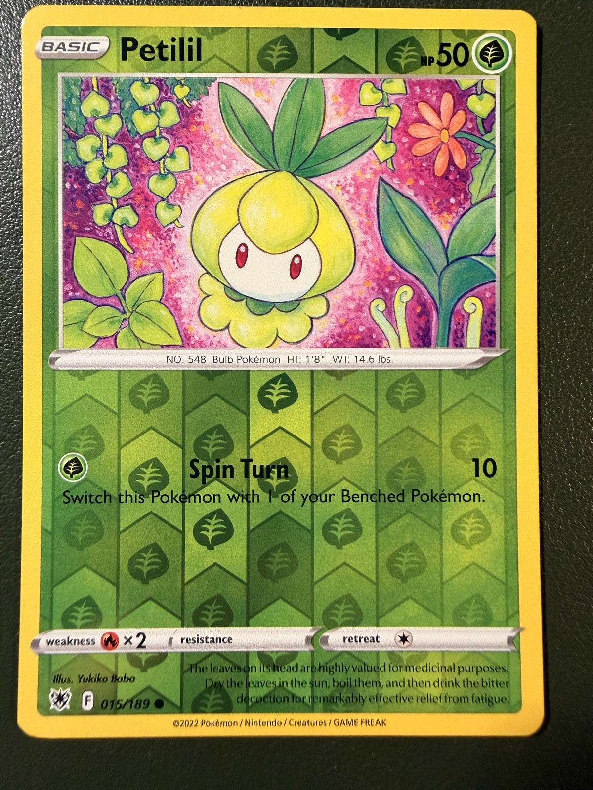 Pokemon TCG Petilil 15/189 Astral Radiance SWSH10 Reverse Holo NM