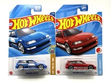 Hot Wheels '90 Honda Civic EF 28 blue, 96 red Color Variation Lot