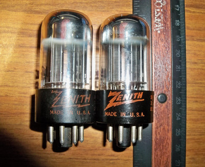 2 Strong Matched Zenith by SYLVANIA CHROME DOME Black Plate 6SN7GTB Tubes