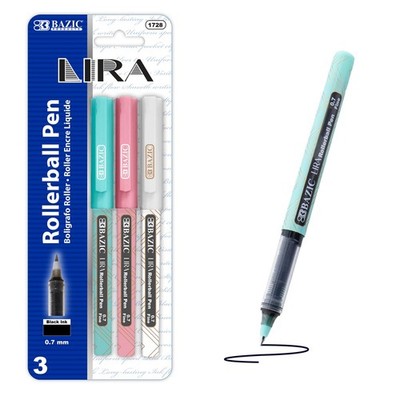 BAZIC Lira Black Rollerball Pen (3/Pack), pack of 24
