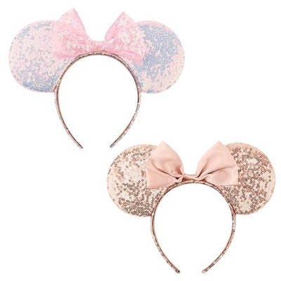 DRESHOW Mouse Ears Bow Headbands Glitter Party Decoration Cosplay Costume for Wo