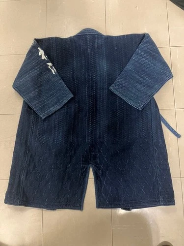 Vintage Japanese Aizome Indigo Sashiko Kendo Gi Jacket Double Weave Size 3.5 L image 2