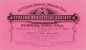 1915 Italian Beneficial Society in Philadelphia~Antique Masked Ball Ephemera