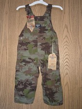 NWT Size 12M OshKosh Bgosh dinosaur camo overalls toddler pants brown green 2010