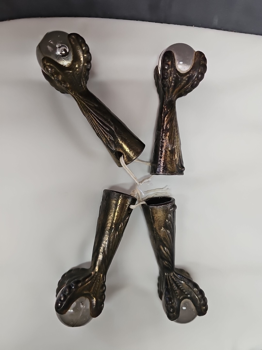 Vintage Claw Iron Furniture Feet with Glass Ball - Set of 4 Matching Feet