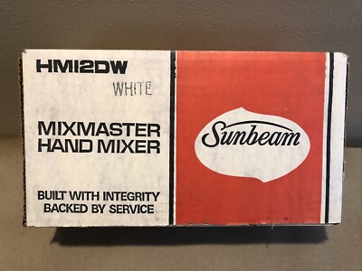 New Vintage Sunbeam HM12DW Mixmaster Hand Mixer In White  1972  Never Opened!