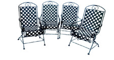 Vintage Patio Garden Russell Woodard Style Chair Black Metal Set of 4
