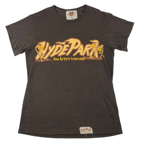 YOU AREN'T INVITED - HYDE PARK GOODS Rare Brown Floral Small T shirt Excellent - Picture 2 of 7