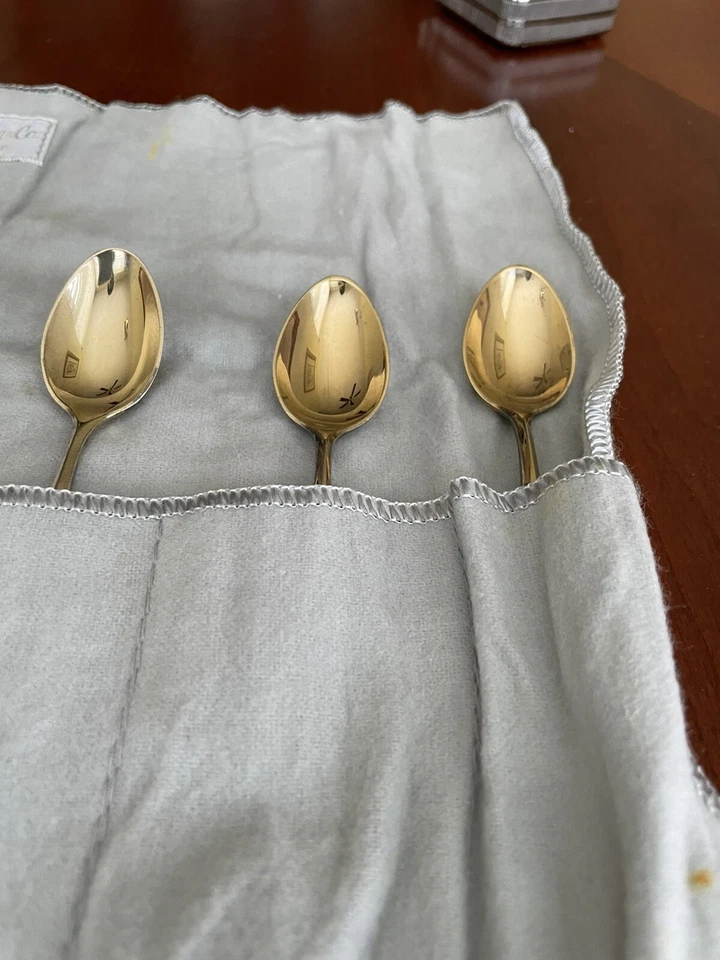 Cucharas de té de plata esterlina S Kirk and Son tono dorado vintage Foto 3 de 4